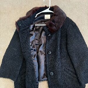 Vintage 1960s Curly Lamb and Fur Jacket size L EXCELLENT Vintage Condition 🖤